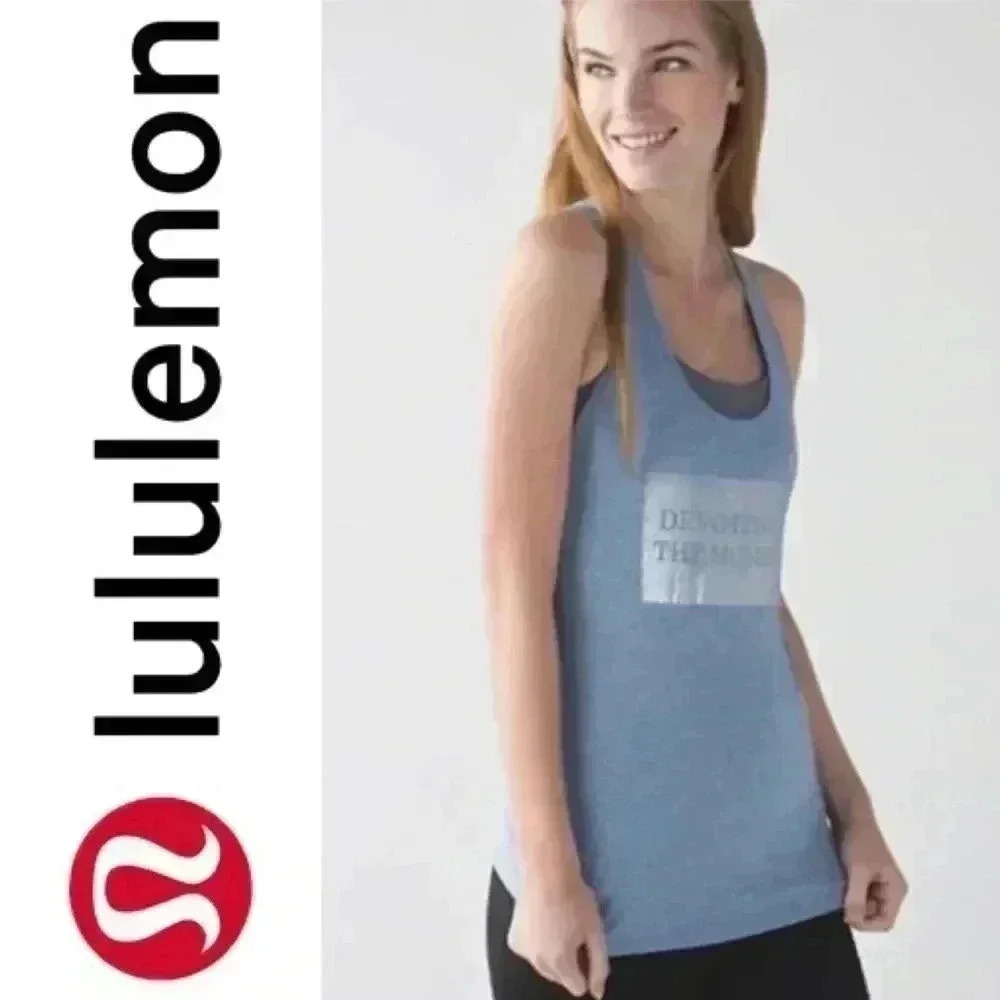 ❤️Lululemon women’s Superb Tank *Print in Heathered Blue Denim size 6